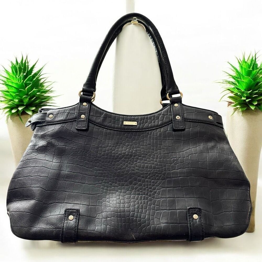 Kate Spade Black Embossed Leather Satchel